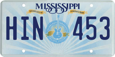 MS license plate HIN453