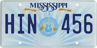 MS license plate HIN456