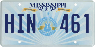 MS license plate HIN461