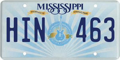 MS license plate HIN463