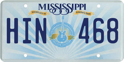 MS license plate HIN468