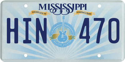 MS license plate HIN470