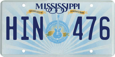 MS license plate HIN476