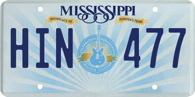 MS license plate HIN477