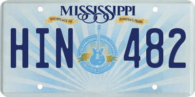MS license plate HIN482