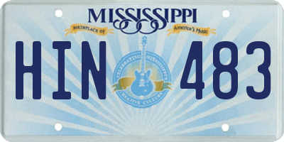 MS license plate HIN483