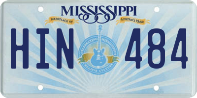 MS license plate HIN484