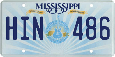 MS license plate HIN486