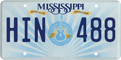 MS license plate HIN488