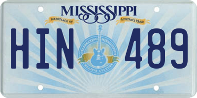 MS license plate HIN489
