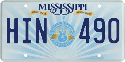 MS license plate HIN490