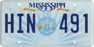 MS license plate HIN491