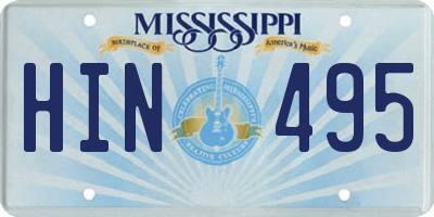 MS license plate HIN495