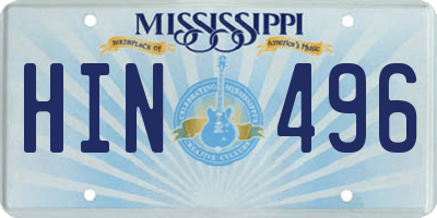 MS license plate HIN496