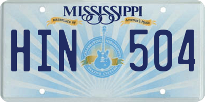 MS license plate HIN504