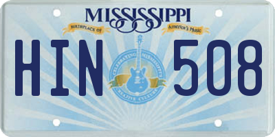 MS license plate HIN508