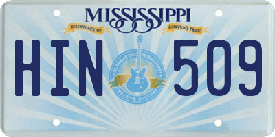 MS license plate HIN509