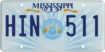 MS license plate HIN511