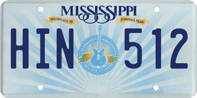 MS license plate HIN512