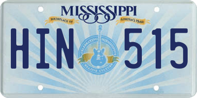 MS license plate HIN515