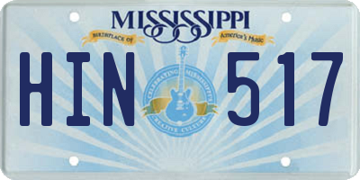 MS license plate HIN517