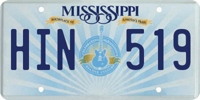 MS license plate HIN519