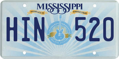MS license plate HIN520