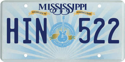 MS license plate HIN522