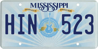 MS license plate HIN523