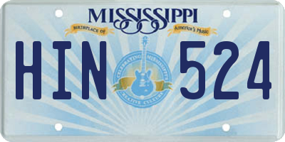 MS license plate HIN524