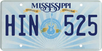 MS license plate HIN525