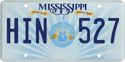 MS license plate HIN527