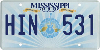 MS license plate HIN531