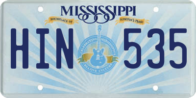 MS license plate HIN535