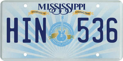 MS license plate HIN536