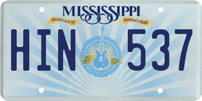 MS license plate HIN537