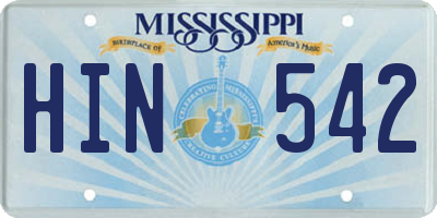 MS license plate HIN542