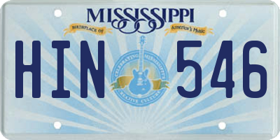 MS license plate HIN546