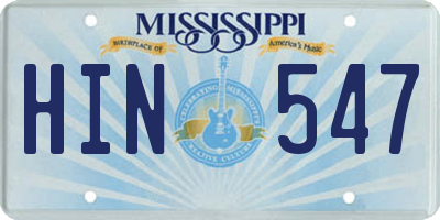 MS license plate HIN547