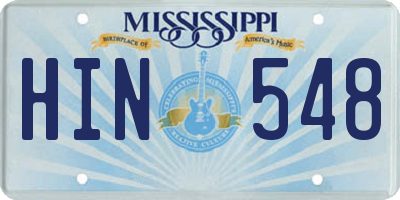MS license plate HIN548