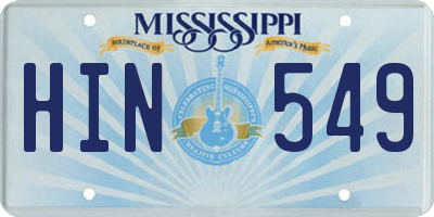 MS license plate HIN549