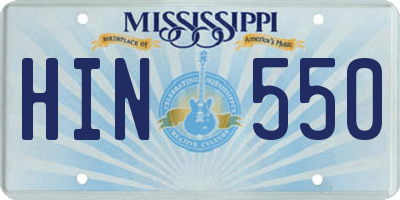 MS license plate HIN550