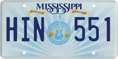 MS license plate HIN551