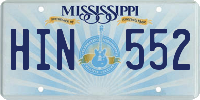 MS license plate HIN552