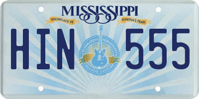 MS license plate HIN555