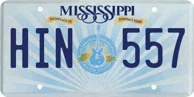 MS license plate HIN557