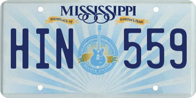 MS license plate HIN559