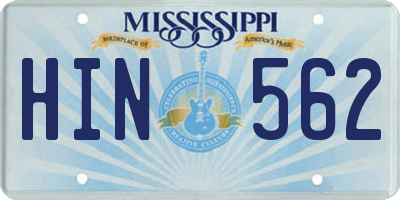 MS license plate HIN562