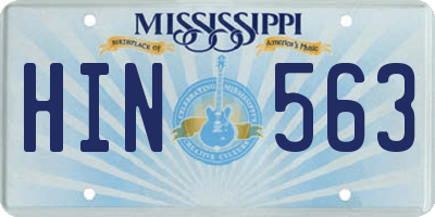 MS license plate HIN563