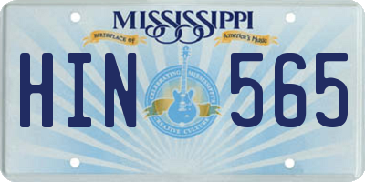 MS license plate HIN565